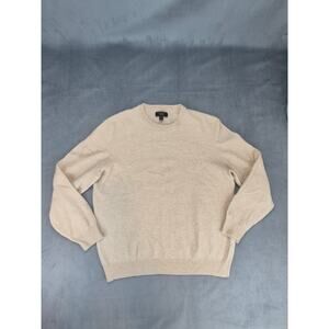 Club Room Luxury Preppy Cashmere Crew Long Sleeve Beige Sweater Mens M